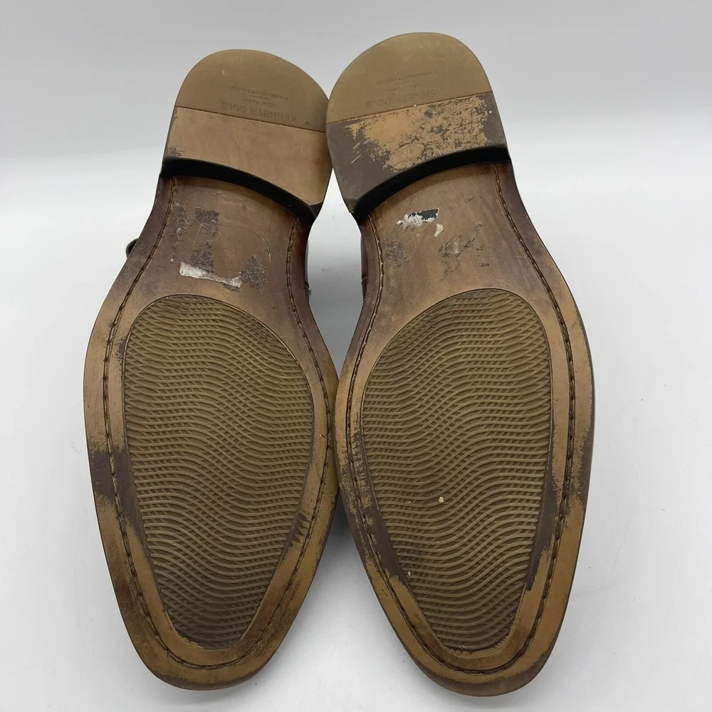 Kenneth Cole New York Sum-Times Mens Size 9.5 Chelsea Leather Boots Cognac Brown